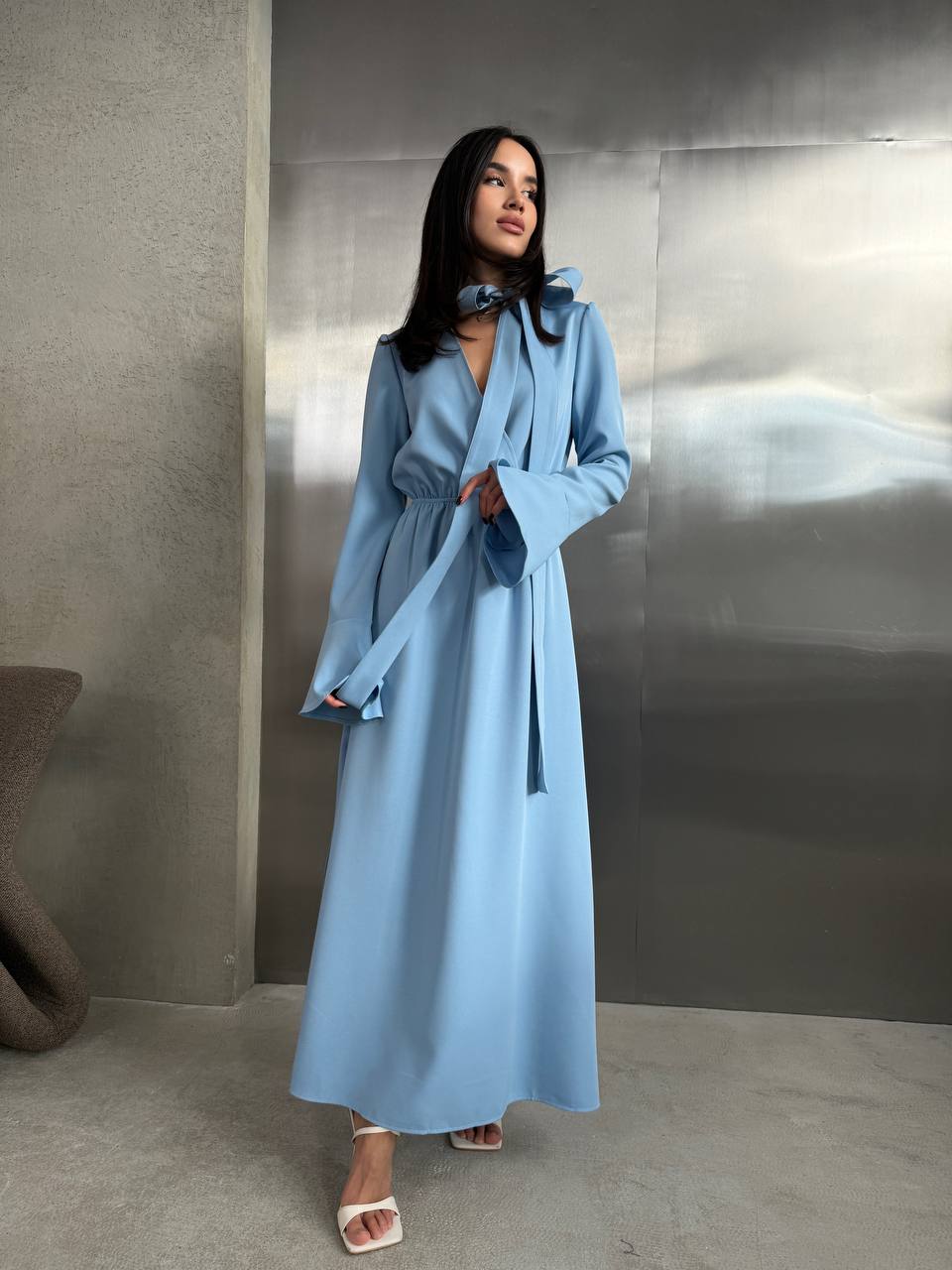 Вечернее платье макси голубого цвета 34627