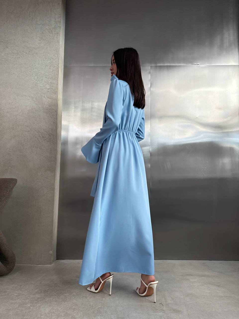 Вечернее платье макси голубого цвета 34627