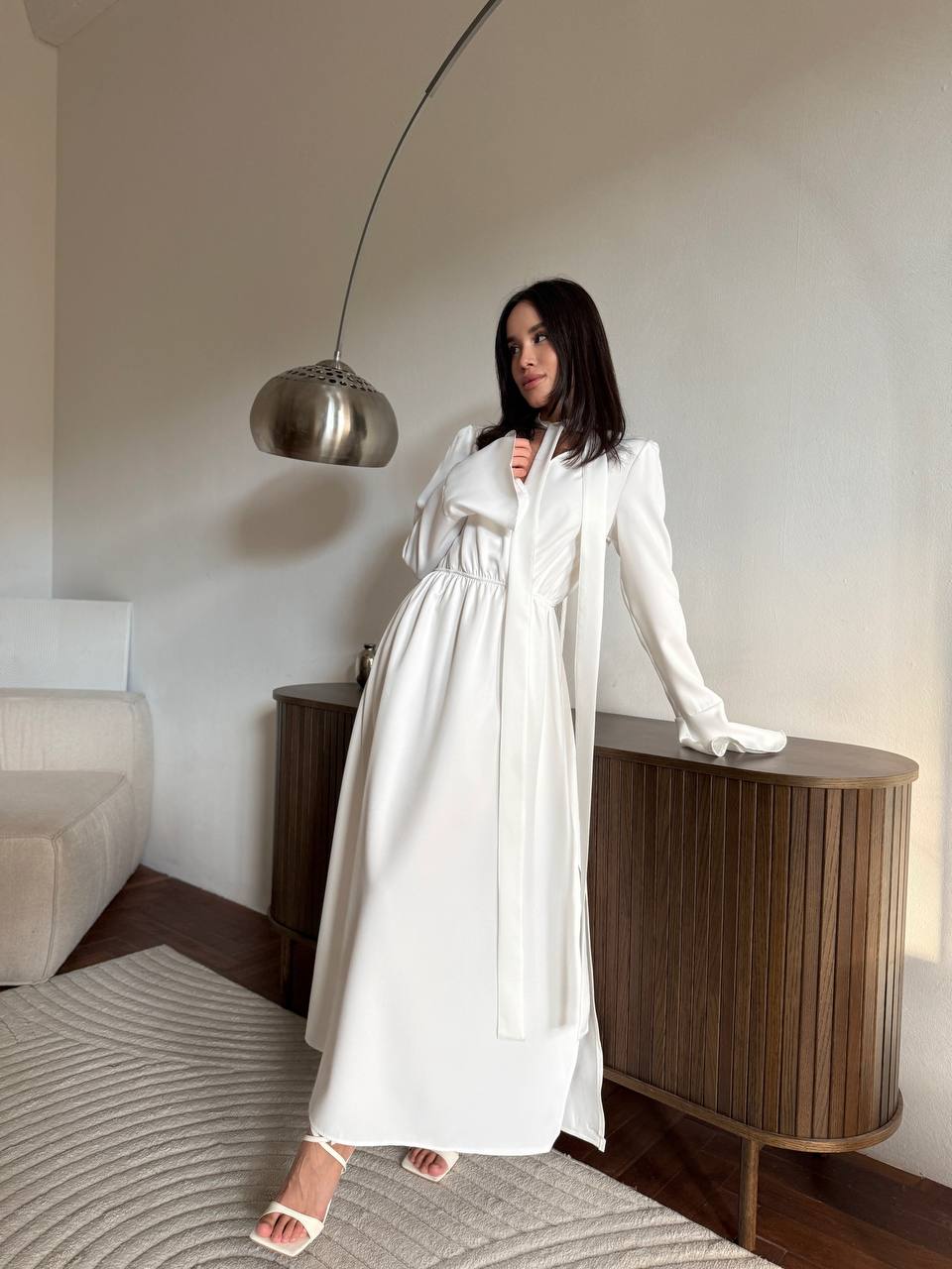 Вечiрня сукня максі молочного кольору 35409