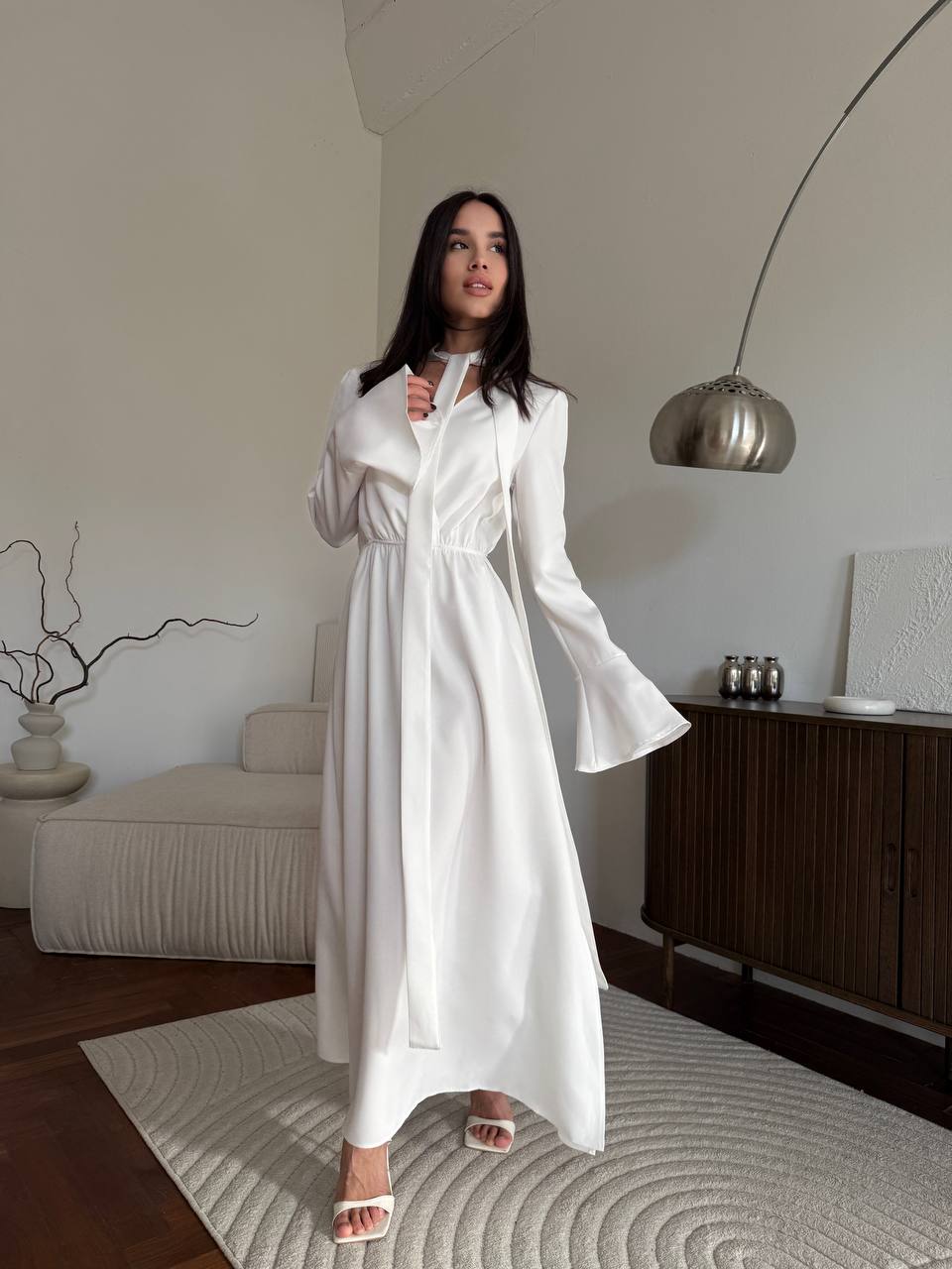 Вечiрня сукня максі молочного кольору 35409