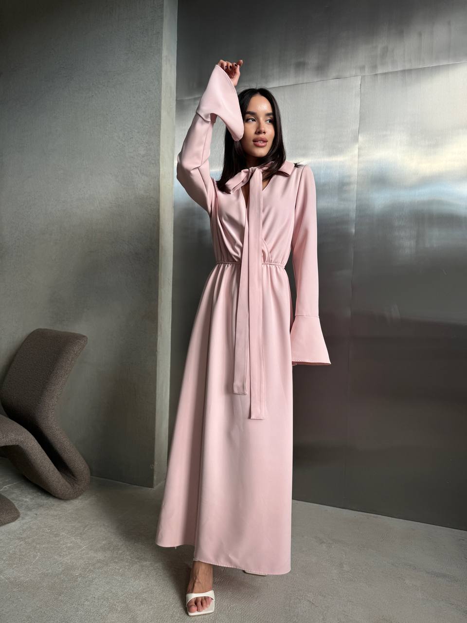 Вечернее платье макси розового цвета 34628