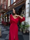 Вечірня сукня мiдi червоного кольору 34144