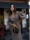 Вечернее платье миди коричневого цвета 34143