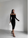 Вечiрня сукня міді чорного кольору 35715