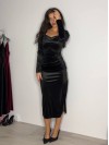 Вечiрня сукня мiдi з оксамиту чорного кольору 35990