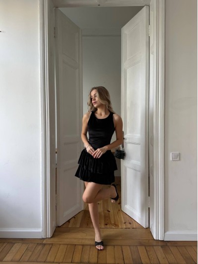 Вечiрня сукня мiнi з оксамиту чорного кольору 35872