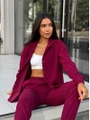 Вельветовый костюм на пуговицах бордового цвета  34379