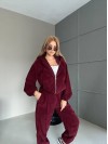Вельветовий спортивний костюм бордового кольору 35031