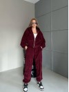 Вельветовий спортивний костюм бордового кольору 35031