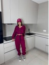 Вельветовий костюм на блискавці бордового кольору 31426