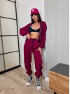 Вельветовий костюм на блискавці бордового кольору 31426
