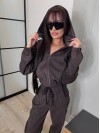 Вельветовий костюм на блискавці коричневого кольору 31429