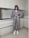 Вельветовый костюм на молнии серого цвета  31430