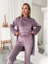 Велюровий домашній комплект трiйка лiлового кольору 34544