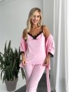 Велюровий домашній костюм трiйка рожевого кольору 34561