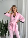Велюровий домашній костюм трiйка рожевого кольору 34561