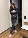 Велюровий жiночий домашній костюм чорного кольору 36085