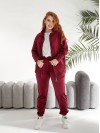 Велюровий жіночий костюм бордового кольору 33735