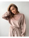 Велюровий жіночий костюм кавового кольору 34255
