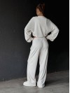 Велюровий жіночий костюм на блискавці молочного кольору 34682