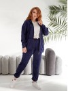 Велюровий жіночий костюм синього кольору 33739