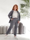 Велюровий жіночий костюм сiрого кольору 33738