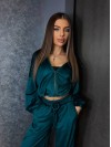 Велюровий жіночий костюм смарагдового кольору 34593