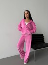 Велюровий жіночий костюм з капюшоном рожевого кольору 34209