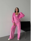 Велюровий жіночий костюм з капюшоном рожевого кольору 34209