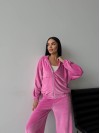Велюровий жіночий костюм з капюшоном рожевого кольору 34209