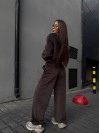 Велюровый женский костюм с начесом кофейного цвета 35053