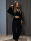 Велюровый женский костюм черного цвета 31236