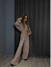 Велюровый женский костюм кофейного цвета 31238