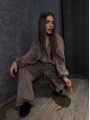 Велюровый женский костюм кофейного цвета 31238