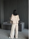 Велюровий жіночий костюм на блискавці бежевого кольору 31472