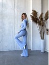 Велюровий жіночий костюм на блискавці блакитного кольору 32916