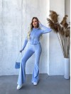 Велюровий жіночий костюм на блискавці блакитного кольору 32916
