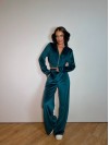 Велюровий жіночий костюм на блискавці смарагдового кольору 31893
