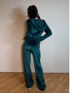 Велюровий жіночий костюм на блискавці смарагдового кольору 31893