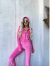 Велюровий жіночий костюм на блискавці малинового кольору 32913