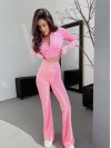 Велюровый женский костюм розового цвета 31421