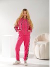 Велюровый женский костюм с леопардовыми вставками малинового цвета  30990
