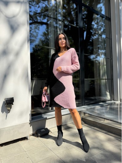 В'язана сукня до колін чорного кольору 30070