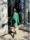 В'язана сукня до колін зеленого кольору 30069