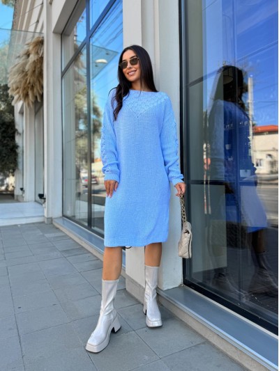 В'язана сукня міді блакитного кольору 30465