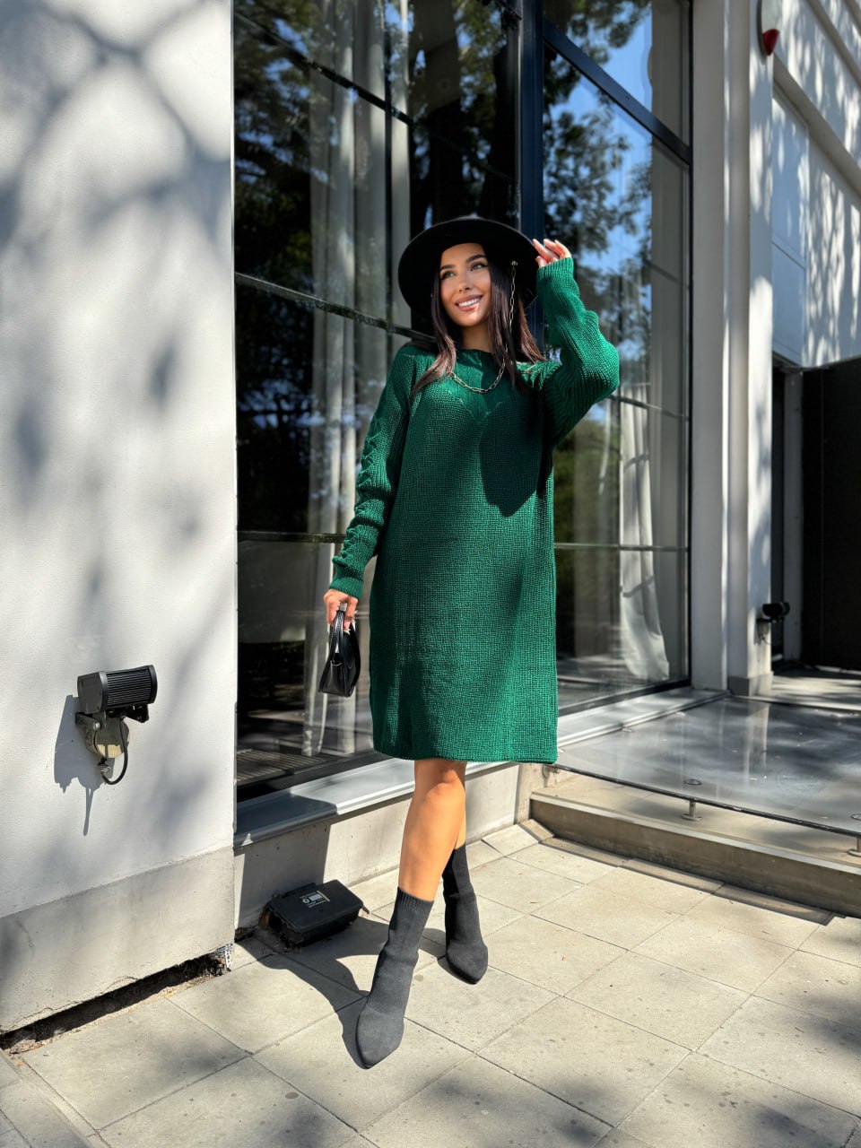 В'язана сукня міді смарагдового кольору 30464