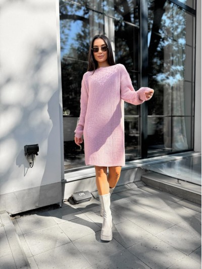В'язана сукня міді рожевого кольору 30463