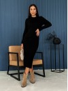В'язана сукня міді з розрізом чорного кольору 29669