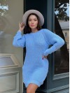 В'язана сукня міні блакитного кольору 30233