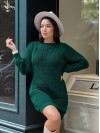 В'язана сукня міні смарагдового кольору 30232